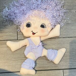 Hugga Bunch 1984 Adorable flat Doll  Plush with Purple Hair